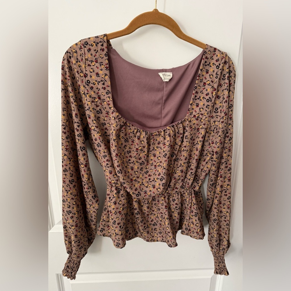 Peach Love California Floral Blouse in Pink and Black